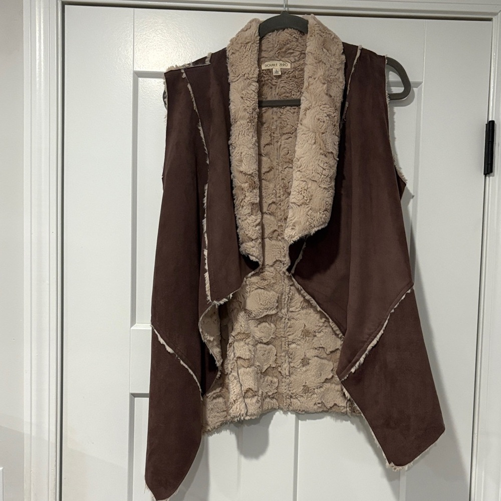 Double Zero Chocolate Brown Faux Shearling Vest